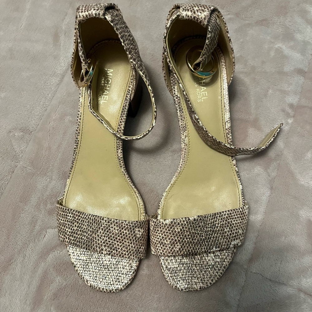 Michel kors snake print sparkle heels 6.5